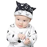 ベビー 帽子 ハンチング 赤ちゃん キャップ 綿混 新生児 女の子 男の子 ジャージー地 通気 快適 肌触りいい お出かけ アウトドア カワイイ お出産祝い プレゼント ネコ 耳　ブラック