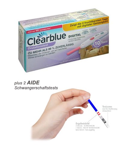 Produkt-Bild: Clearblue Ovulationstest digital 10 Stk. plus 2 AIDE Fr&uuml;hschwangerschaftstests