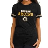 NCAA Boston Bruins Ladies Stardust Burnout Sleep T-Shirt - Black (Large)
