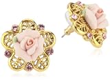 1928 Jewelry Porcelain Rose Gold-Tone & Pink Stud Earrings