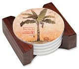 Palm Tree Ceramic Drink Coaster Set