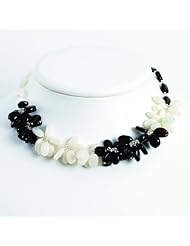 Sterling Silver Smokey Quartz & White Jade Necklace