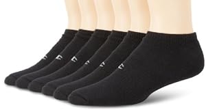 Champion Men's 6 Pack No Show Sock, Black, 10-13 (Shoe Size 6-12)
