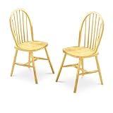 2 Light Honey Oak Spindle Back Wood Dining Chairs