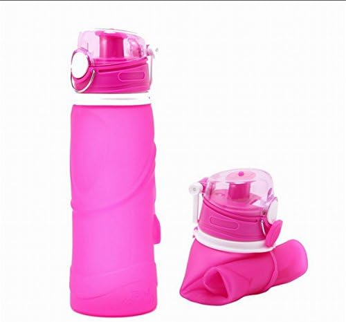 Rainten Silicone Collapsible Sports Water Bottle - 750mL/26floz BPA Free FDA Leak Proof Foldable Leakproof Drinking Water Canteen for Camping Hiking Outdoors Running Yoga Gym Traveling (Rose Red)