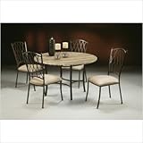 Atrium Dining Table with Travertine Top in Autumn Rust