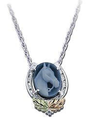 Landstroms Sterling Silver Horse Pendant with Black Hills Gold Leaves and Horse Cameo - PE654SS-152
