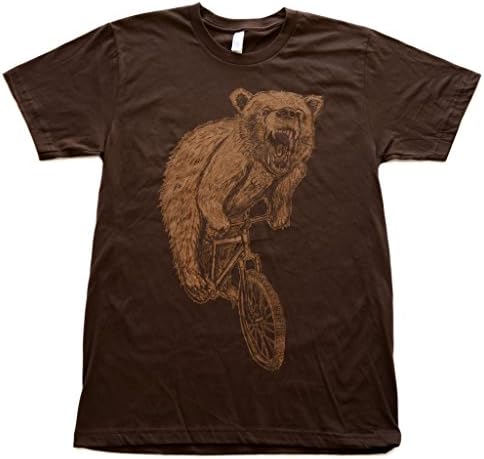 Dark Cycle Clothing Men's Bear On A Mountain Bike T Shirt Xl Brown