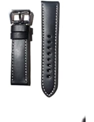 PANERAI Style 22mm Black Watchband with Heavy Original Design S/S Buckle