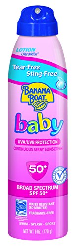 Banana Boat Baby Sunscreen Ultra Mist Tear-Free Sting-Free Broad Spectrum Sun Care Sunscreen Spray - SPF 50, 6 Ounce (Pack of 3)