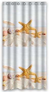 Custom Polyester Shower Curtain 36" x 72" starfish sea star summer beach tropical sea life conch