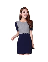 Polyester/Spandex Summer Puff Sleeves Short Sleeves Houndstooth Print  Dress
