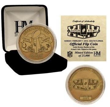 Super Bowl XLIV Bronze Flip Coin Indianapolis Colts vs New Orleans Saints