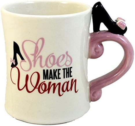 Shoe Lover Mug with 3D Shoe on Handle: Shoes Make the Woman - Stoneware Mug