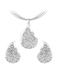 Sterling Silver CZ Flower Drop Set (Chain Not Included)