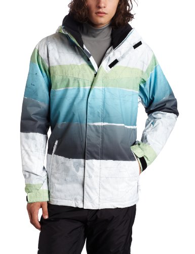 Quik SNOW Mens Last Mission Print Jacket, White, Small