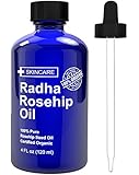 Radha Beauty Rosehip Oil - 100% Pure Cold Pressed Certified Organic 4 fl. oz. - BEST moisturizer to heal Dry Skin & Fine Lines - Virgin Rose Hip Seed Oil For Face and Skin