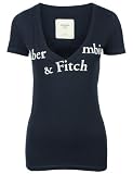 Abercrombie & Fitch Womens T-Shirt V-Neck Navy Blue...
