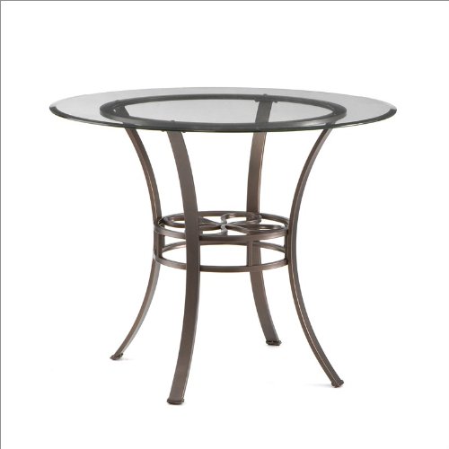 Southern Enterprises Savannah Round Dining Table in Brown with Glass Top