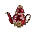 Red Floral Teapot Trinket Box Vintage Style