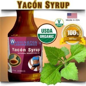 WL 100% Pure Yacon Syrup, 100% Raw ★Certified USDA Organic and Vegan★. Natural Probiotic, Sweetener, and Appetite Suppressant to Aid with Weight Loss, Elevated Metabolism, and Digestive Detox Cleansing. 100% Raw Syrup from Yacon Root. 8 oz. (236ml) bottle.