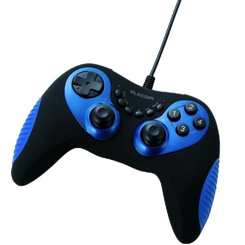 ELECOM 12ボタンUSBゲームパッド/振動機能・連射機能付/マクロ機能付/ブルー JC-U2812FBU
