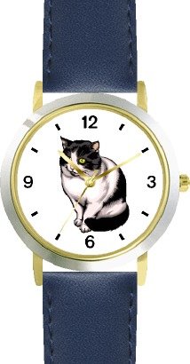 WATCHBUDDY® DELUXE TWO-TONE THEME WATCH - Black and White Cat