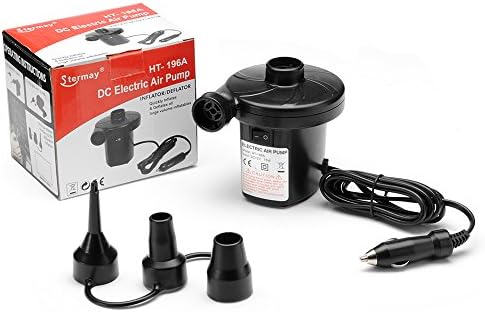Quick-Fill - 12V-DC Car Electric Pump Portable Air Pump , Max. Air Flow 21.2CFM - Car Charger Air Inflator for Air Mattress Boat With 3 Different Nozzles