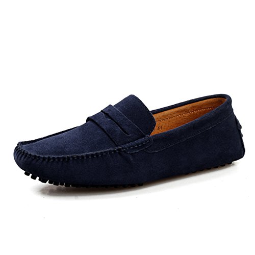 TDA Men's Stripe Multi Color Hot Suede Moccasin Loafers Boat Shoes