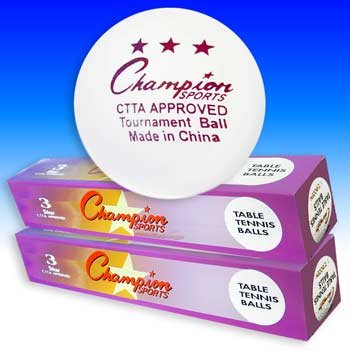 Buy Champion Sports 3 Star White Table Tennis Balls One Dozen Ping Pong Balls [2 boxes of 6 balls each] by Champion Sports