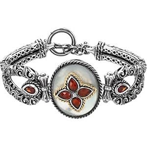 Genuine Mother of Pearl Mozambique Garnet Bracelet