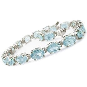 14k White Gold Aquamarine Bracelet by
