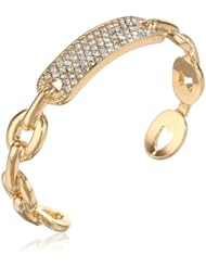 Kenneth Cole New York "Bracelet Item" Gold Pave Identification Cuff Bracelet, 6"