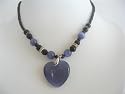 Amethyst Heart Pendant Necklace Amethyst Cat Eye Heart Pendant Black Beaded Choker Necklace (BRAND NEW)