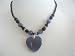 Amethyst Heart Pendant Necklace Amethyst Cat Eye Heart Pendant Black Beaded Choker Necklace (BRAND NEW) Image
