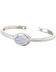 Sterling Chic Collection Oval Chalcedony Silver Cuff Bracelet with Rope Design