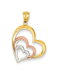 14k Two-Tone Gold and Rhodium Heart Pendant
