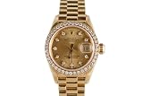 Rolex Ladies Factory Yellow Gold President With Champagne Dial And Diamond Bezel