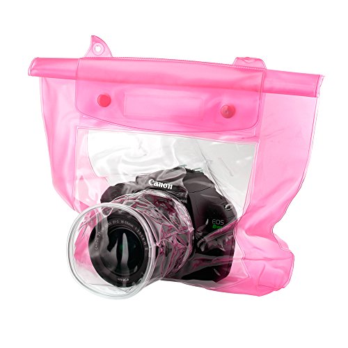 GEARONIC TM DSLR SLR Camera Waterproof Underwater Housing Case Pouch Dry Bag For Canon Nikon - Pink