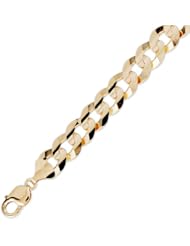 14K Solid Yellow Gold Curb Cuban Chain Bracelet 12.4mm (25/64 in.) - 8.5 in.