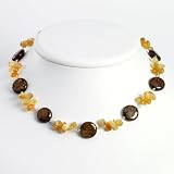 Sterling Silver Brown Stone/Citrine Necklace - 18 Inch