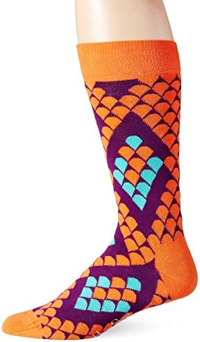 Happy Socks Men's Snake Combed Cotton Crew Socks, Orange, 9-11