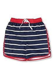 Contrast Drawstring Mixed Stripe Print Swim Shorts