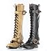 VINTAGE GOTHIC STEAMPUNK LOW HEEL KNEE HIGH MILITARY BOOTS
