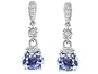6.02 cttw 14k White Gold Plated 925 Sterling Silver Simulated Aquamarine 1.50 inch Hanging Drop Earrings
