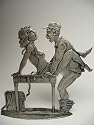 Erotik -Zinnfigur / Flachfigur "Wenn der Postmann..." 28-16O