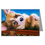 Pembroke Welsh Corgi on top Louis Vuitton Luggage Notecard Set