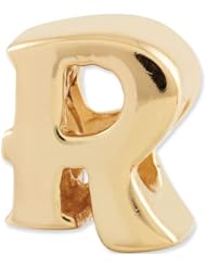 Reflection Beads Silver Gold Plated Letter R Block Alphabet Bead