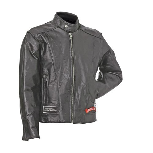 GFCRLTR Diamond PlateTM Rock Design Genuine Buffalo Leather Motorcycle Jacket