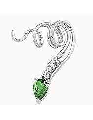 14K White Gold Pear Cut Emerald and Diamond Pendant -- LIFETIME WARRANTY